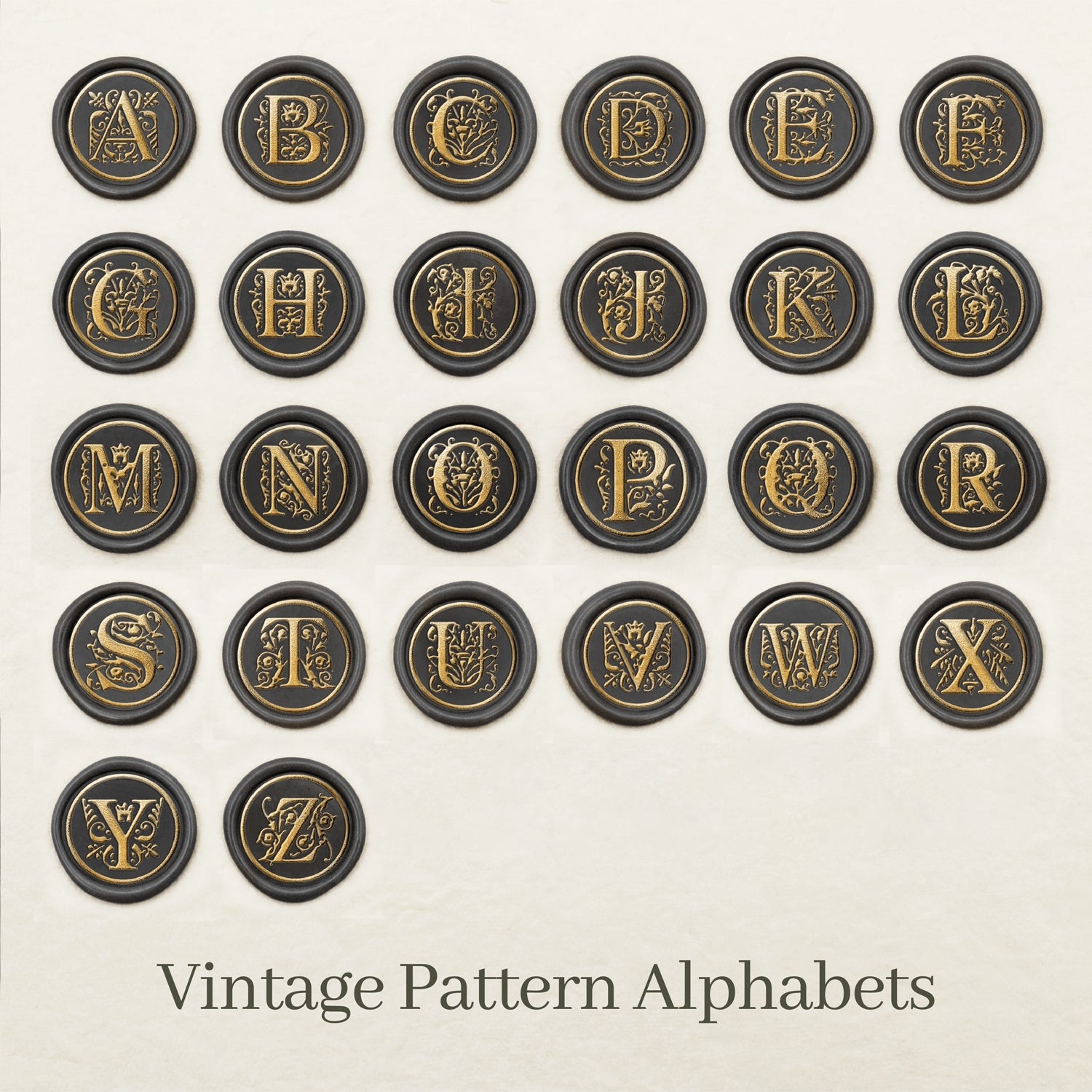 Stamprints Vintage Muster Alphabete Siegelwachs Stempel Design