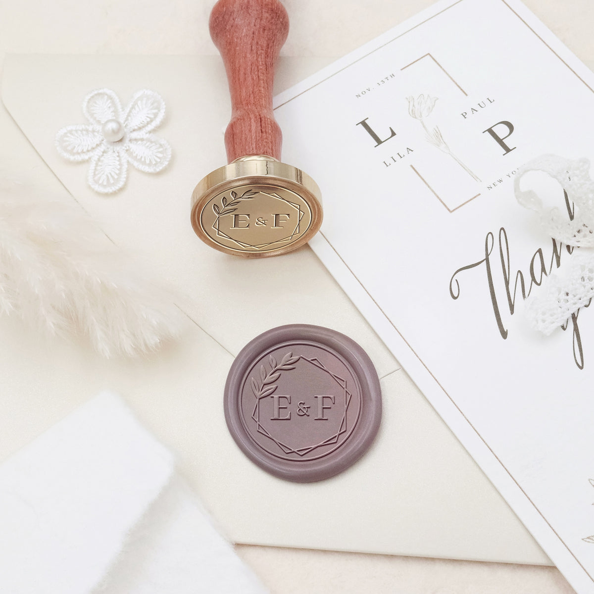 Stamprints Personalisiert Hochzeit Monogramm Siegelwachs Siegelstempel Stempel 3