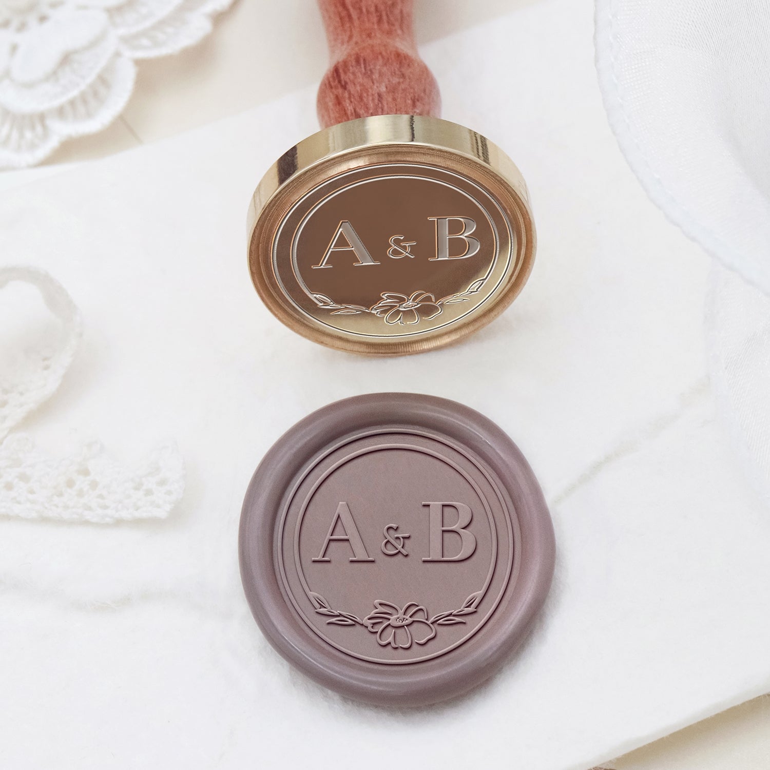 Stamprints Personalisierte Hochzeits-Monogramm Siegelwachs Siegelstempel 2