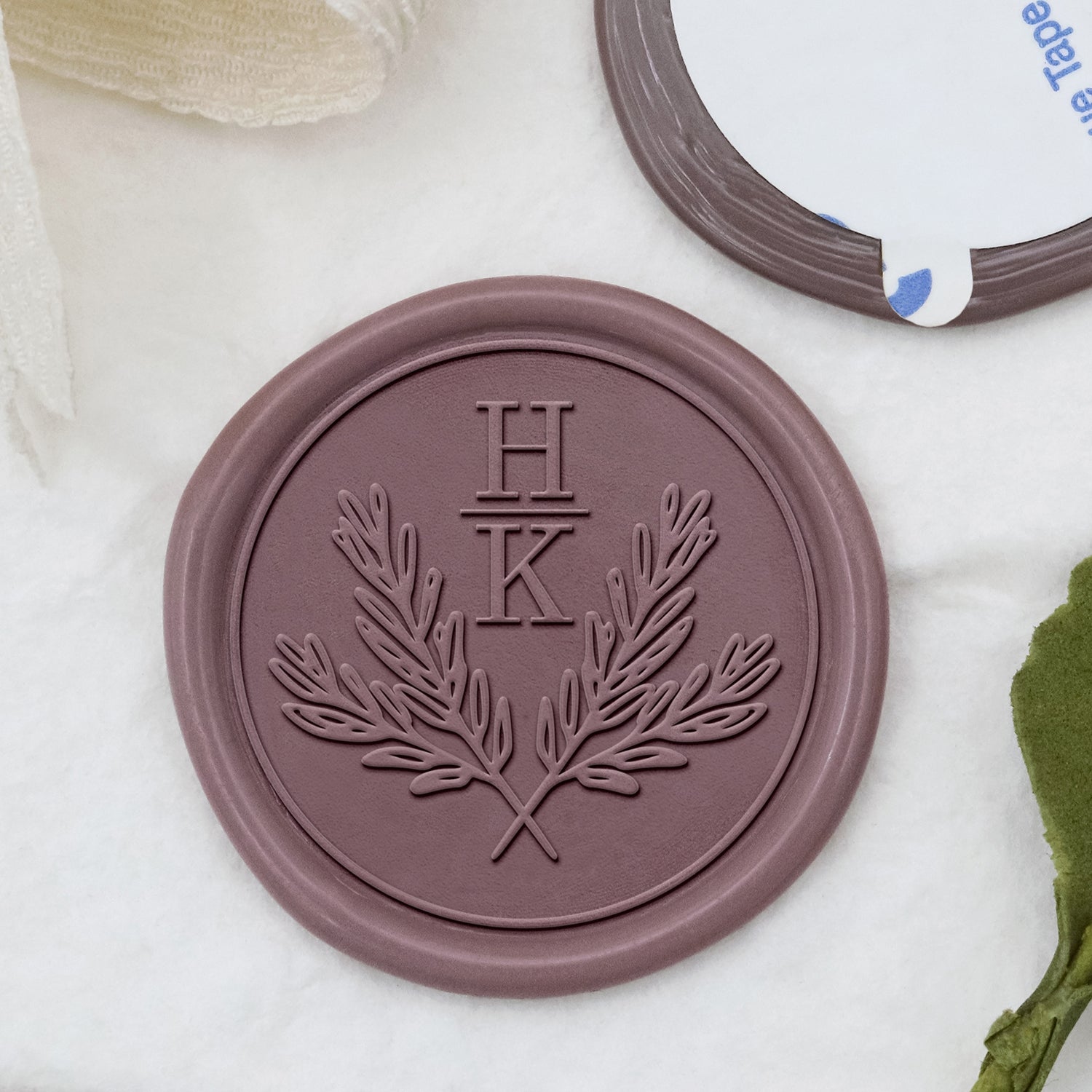 Stamprints Custom Cross Olive Branches Wedding Monogram Wax Seal Stickers 1