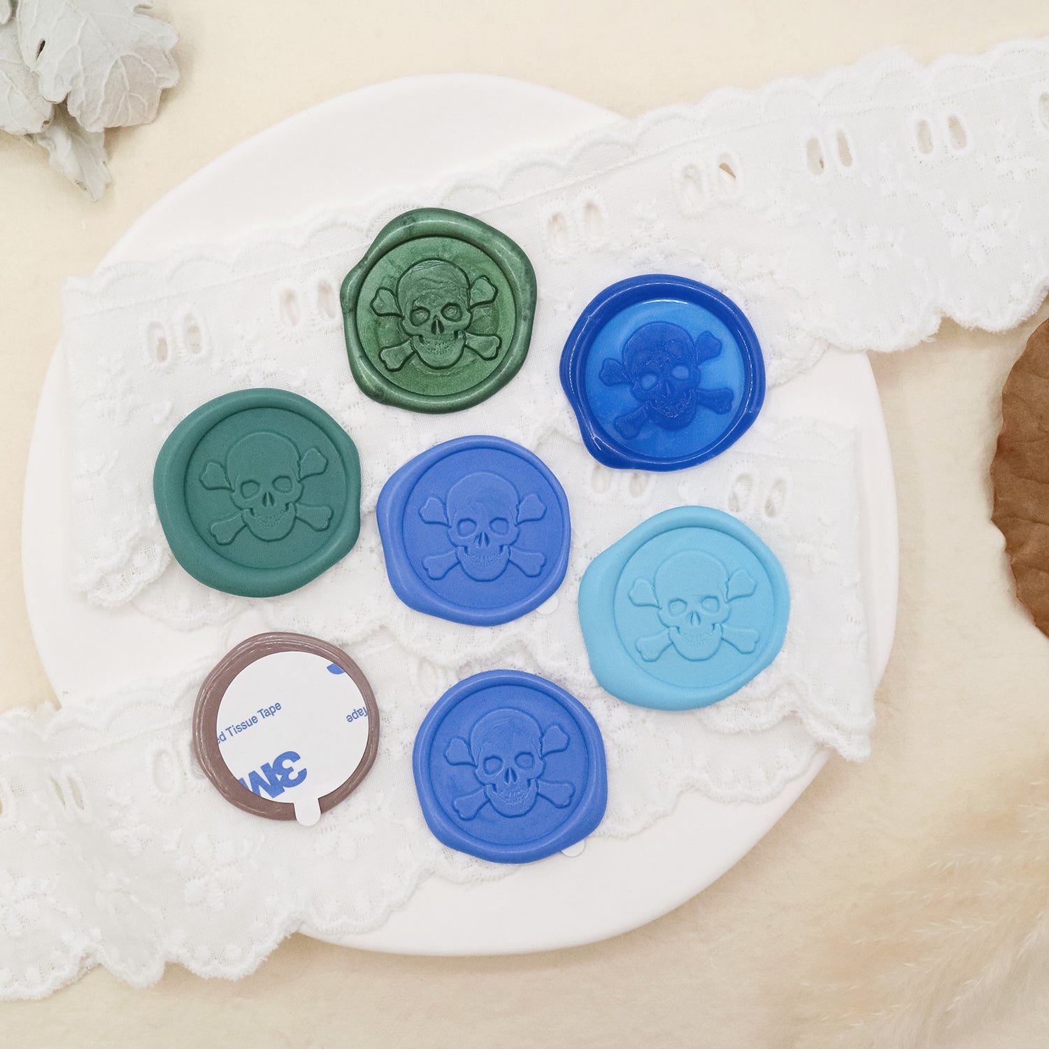 Stamprints 3D Relief Skull Self-adhesive Wax Seal Stickers 3