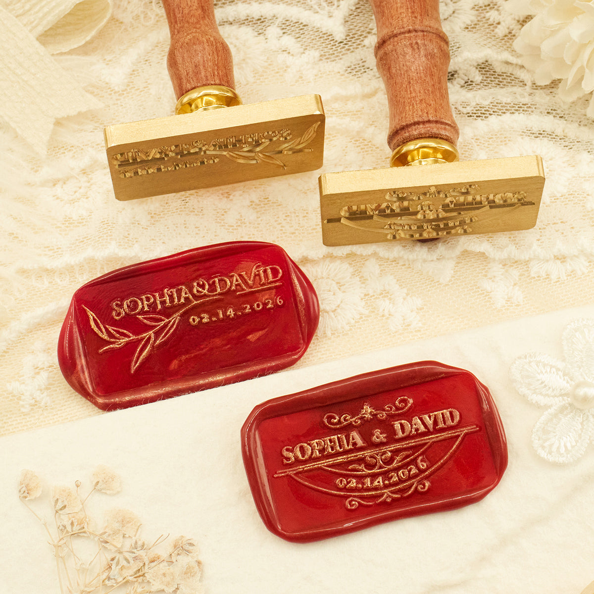 Custom Rectangle Wedding Wax Seal Stamp IMG_2643
