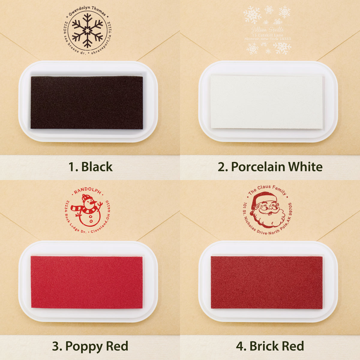 Personalisierter Weihnachts-Adressen-Gummistempel (18 Designs) sku