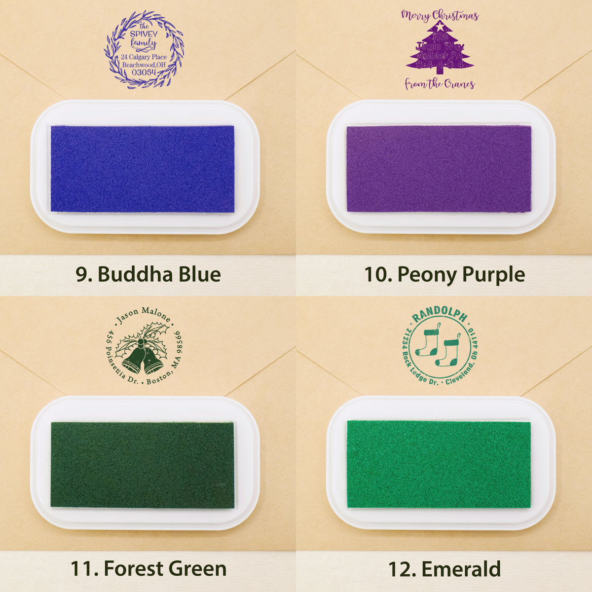 Personalisierter Weihnachts-Adressstempel aus Gummi (18 Designs) sku3