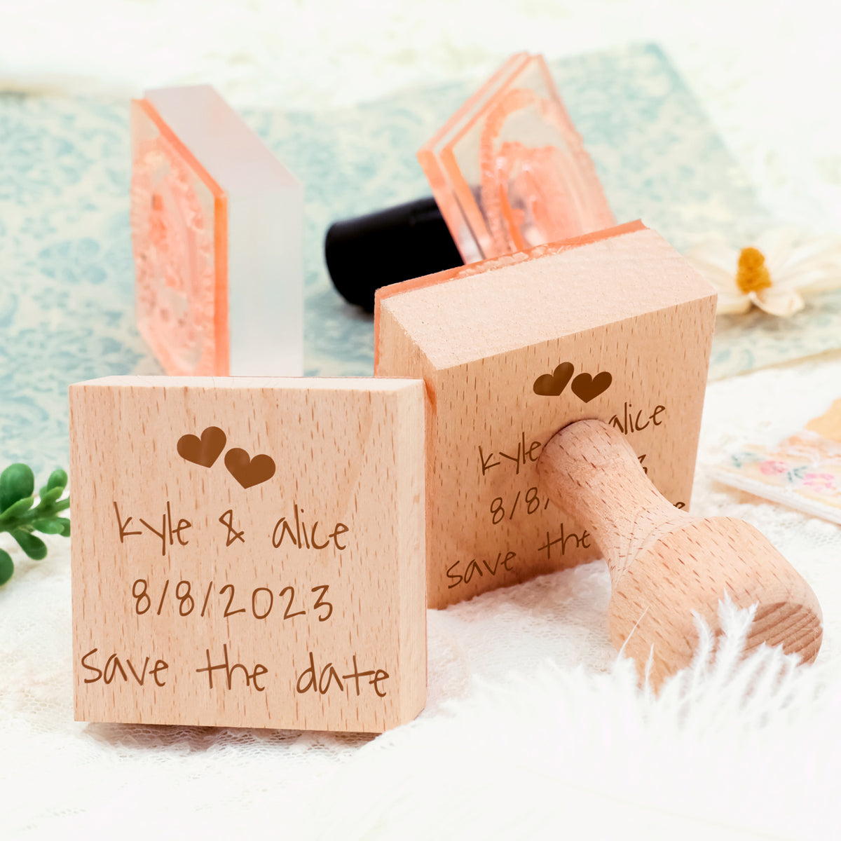 Custom Wedding Save the Date Rubber Stamp-23 4