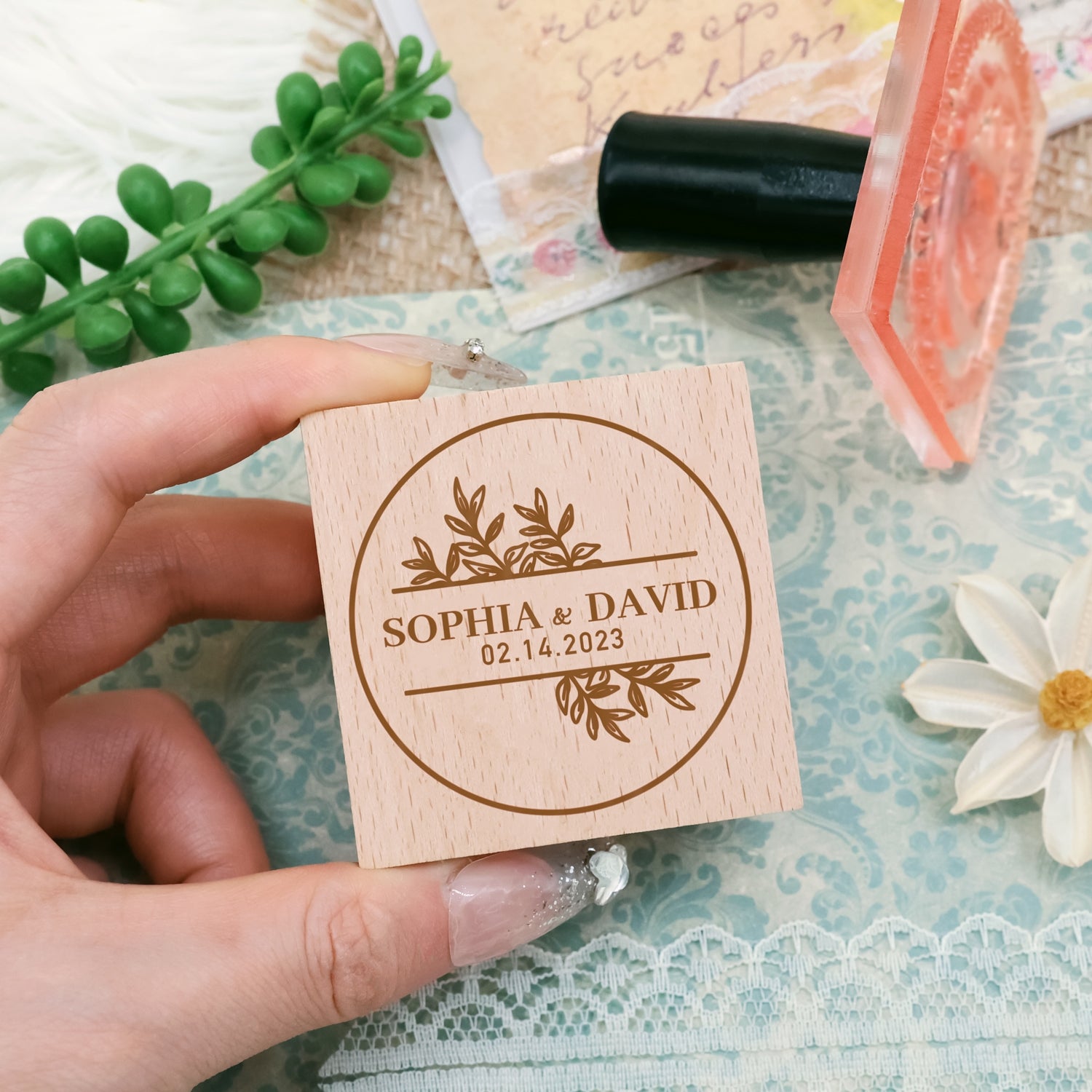Custom Wedding Rubber Stamp (27 Designs)-2