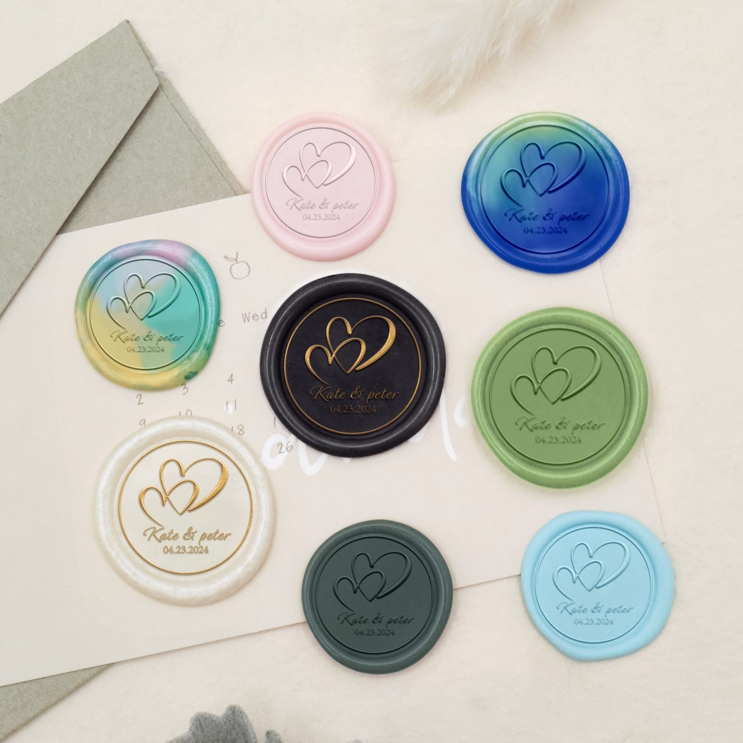 Custom Mustache & Lips Wedding Wax Seal Stamp-20 3