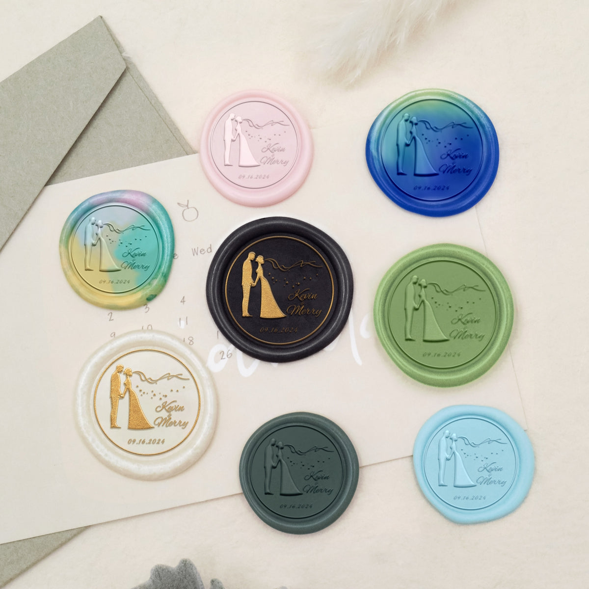 Custom Mustache & Lips Wedding Wax Seal Stamp-21 3