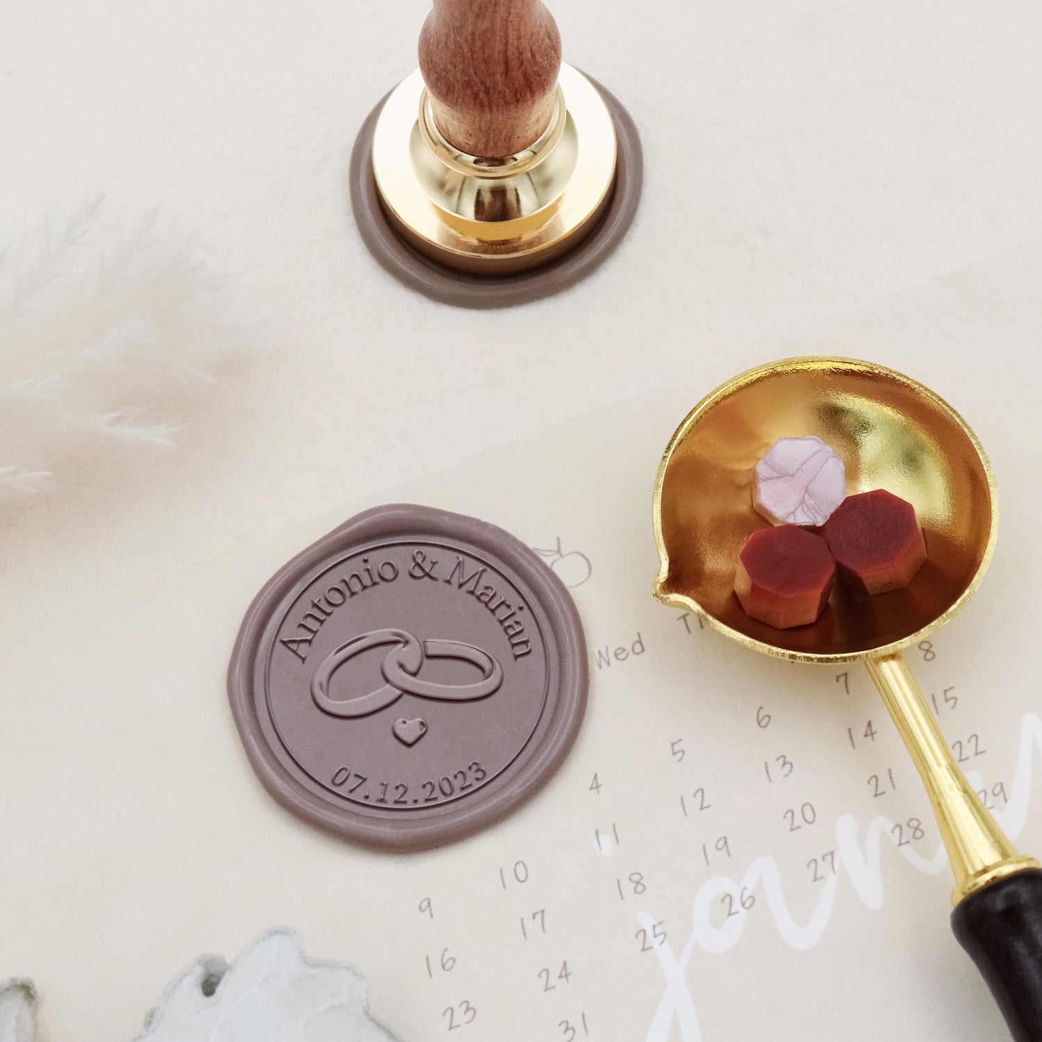 Custom Mustache & Lips Wedding Wax Seal Stamp-27 3