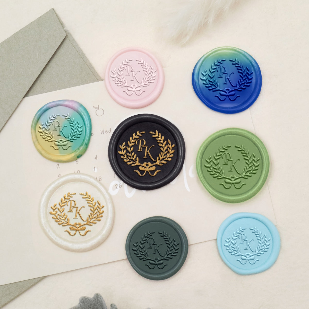 Custom Lily Wedding Monogram Wax Seal Stamp-21 2