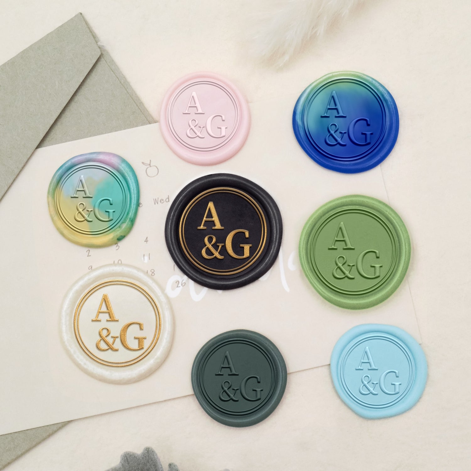 Personalisierter Lily Hochzeit Monogramm Siegelwachs Siegelstempel Stempel-34 3