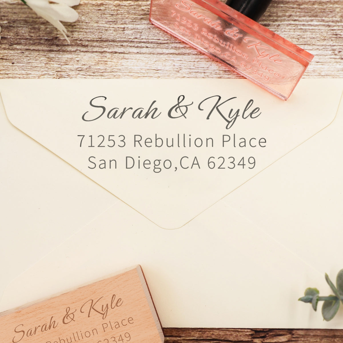 Custom Rectangular Handwriting Font Address Return Rubber Stamp - Style 9 4