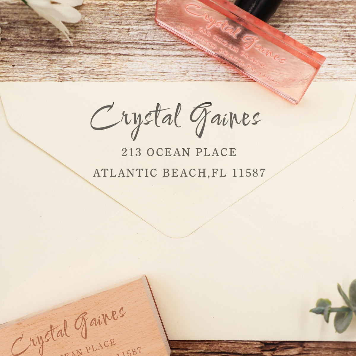 Custom Rectangular Handwriting Font Address Return Rubber Stamp - Style 15 4