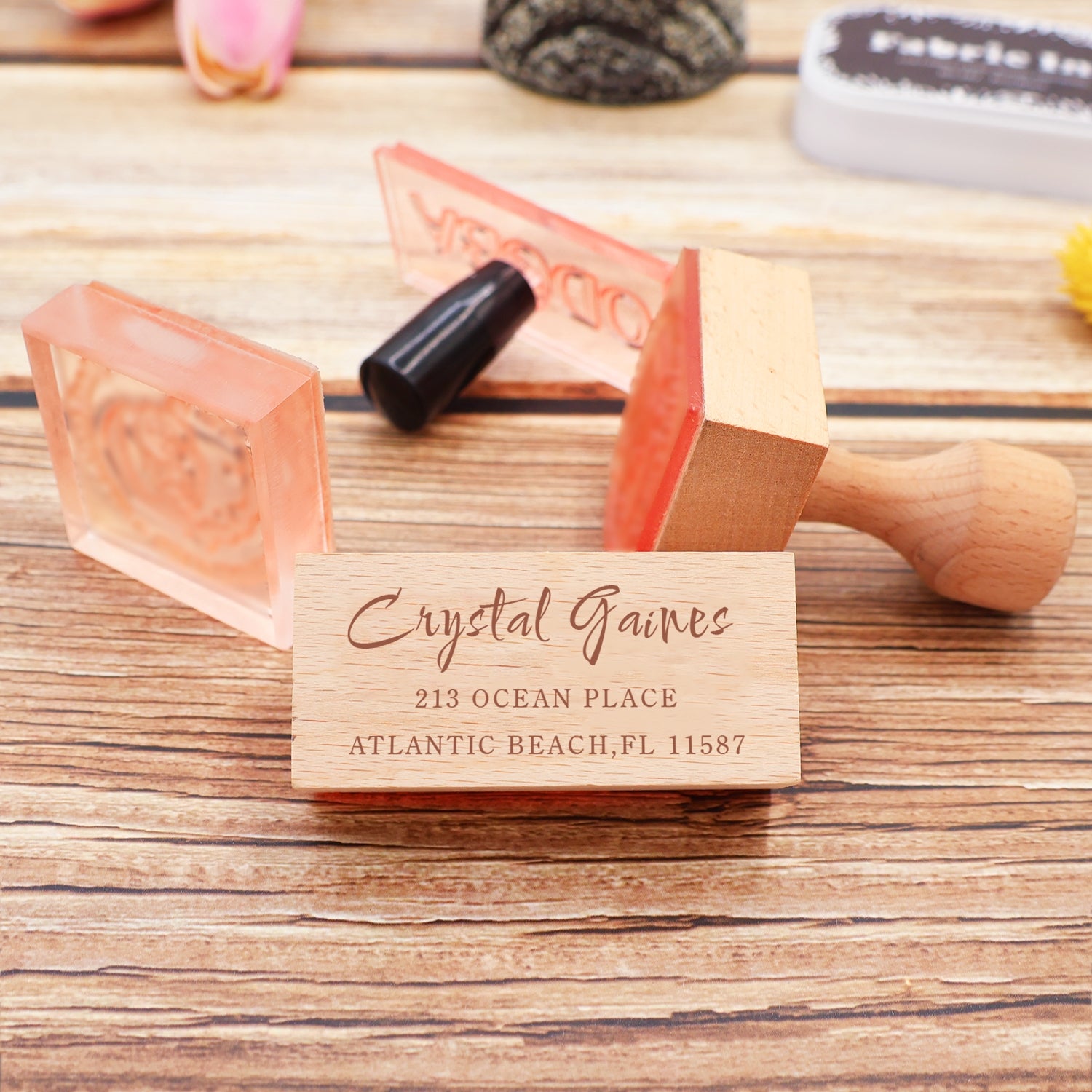 Custom Rectangular Handwriting Font Address Return Rubber Stamp - Style 15 5