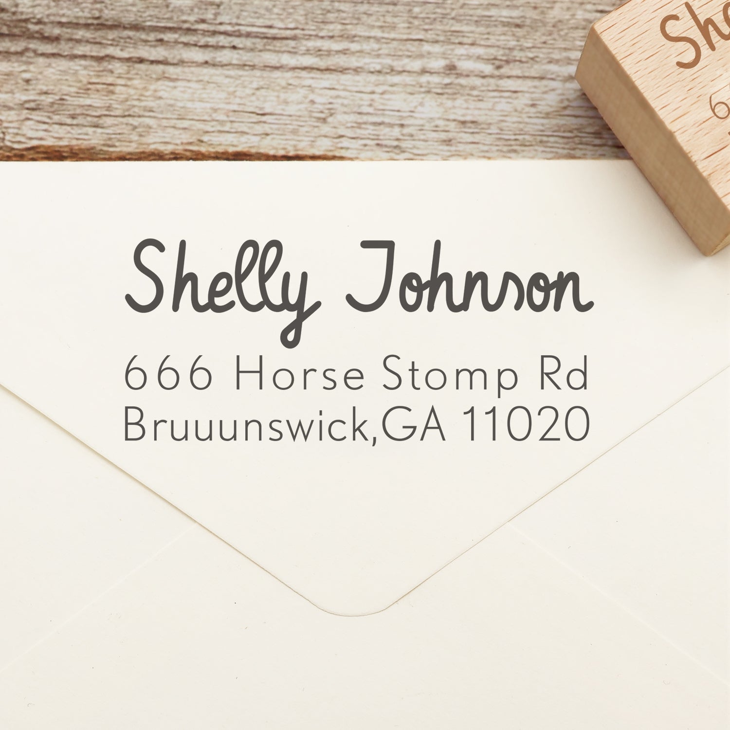 Custom Rectangular Handwriting Font Address Return Rubber Stamp - Style 17 1