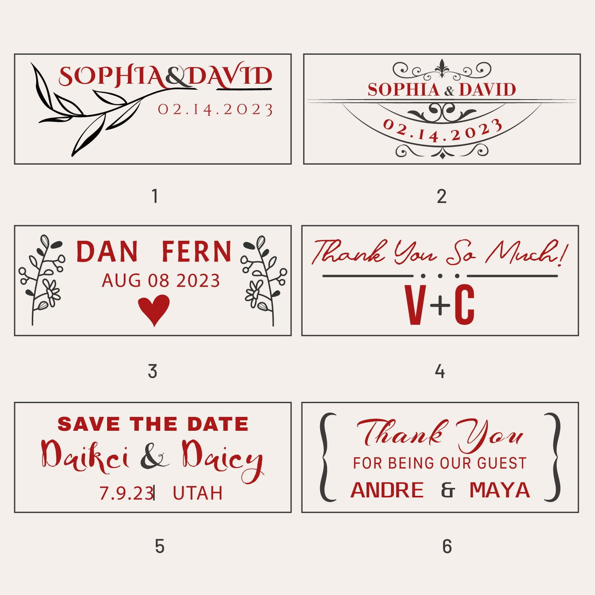 Custom Rectangle Wedding Wax Seal Stamp (18 Designs)-sku1