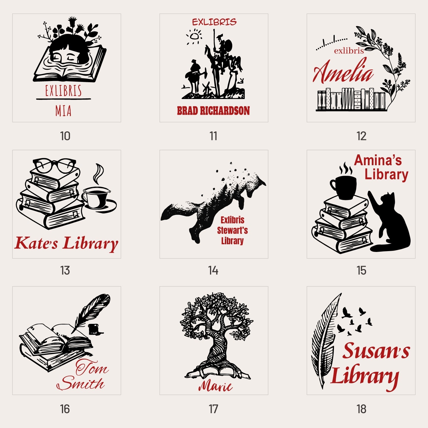 Custom Library Rubber Stamp (20 Designs) LB-sku2