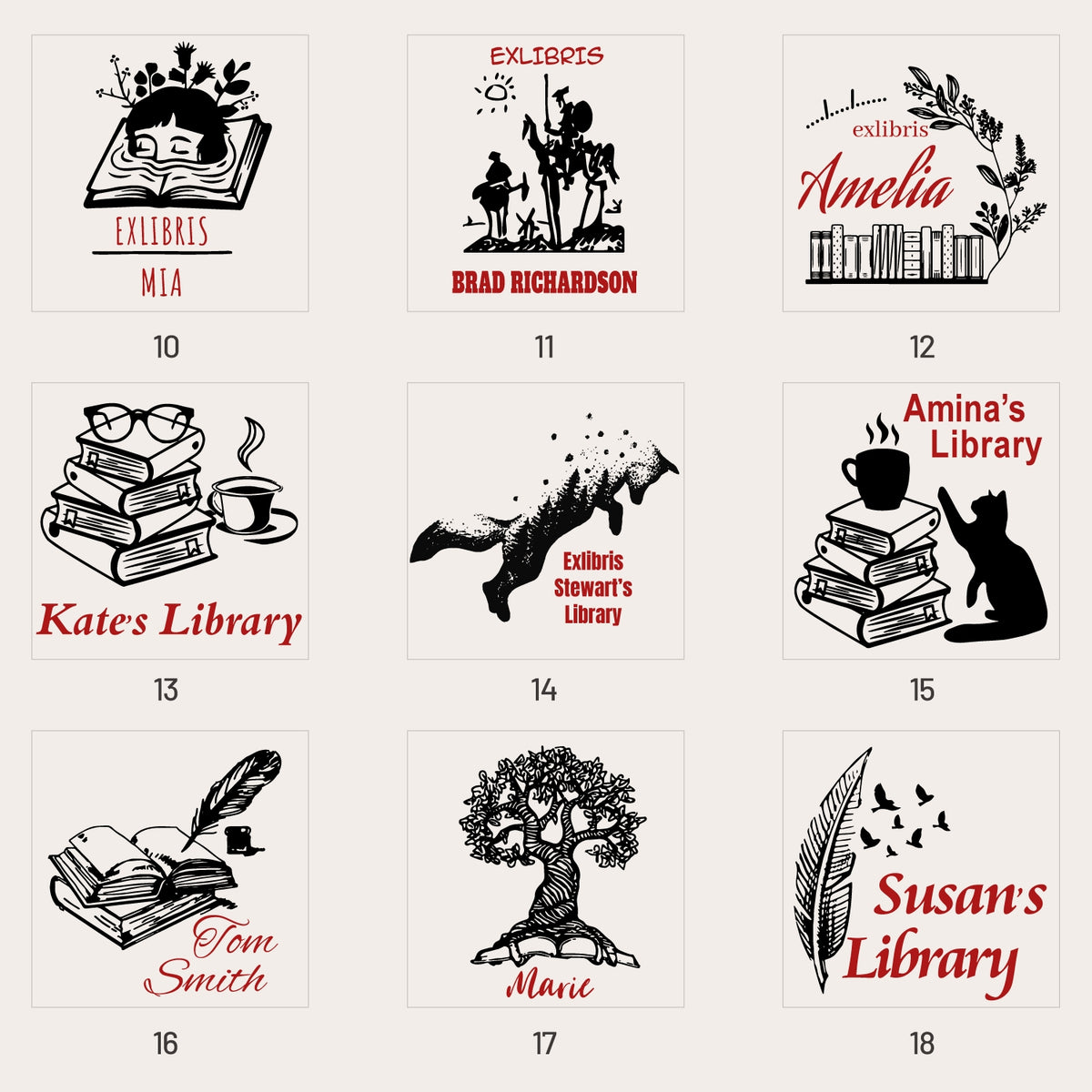 Custom Library Rubber Stamp (20 Designs) LB-sku2