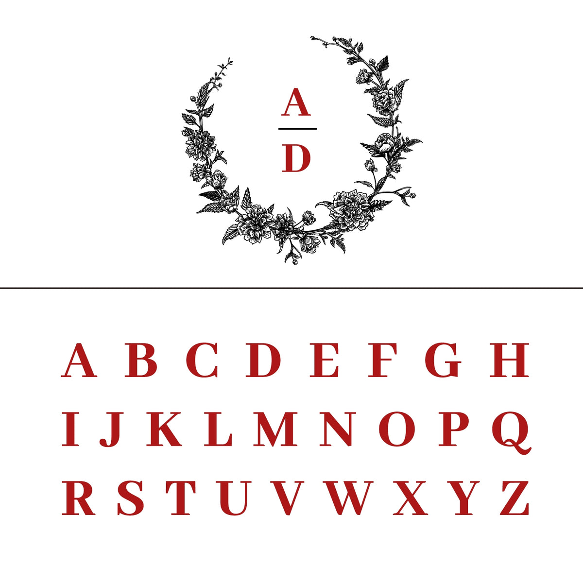 Personalisierter Botanischer Hochzeits-Monogramm Gummistempel (18 Designs) 1