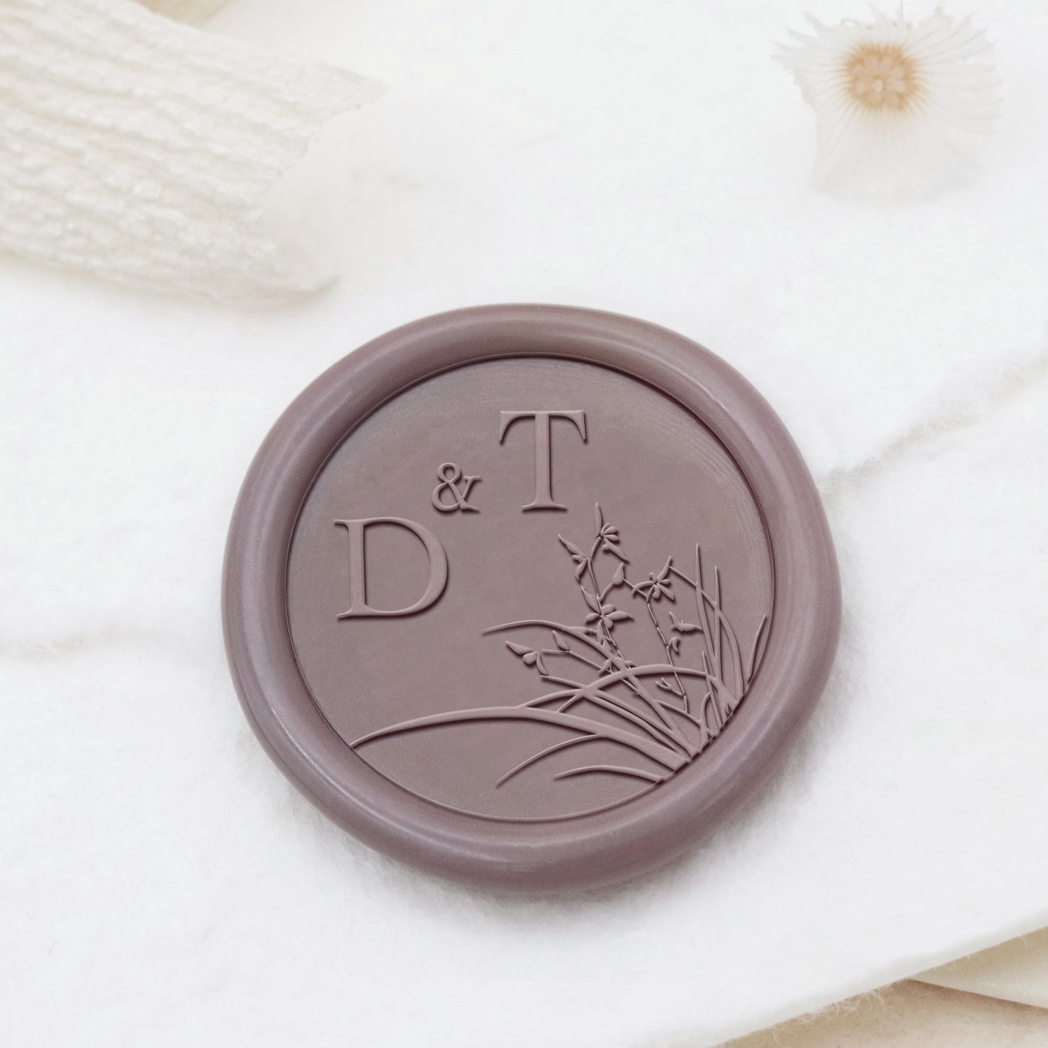 Custom Borderless Botanical Wedding Monogram Wax Seal Stamp - Style 18 1