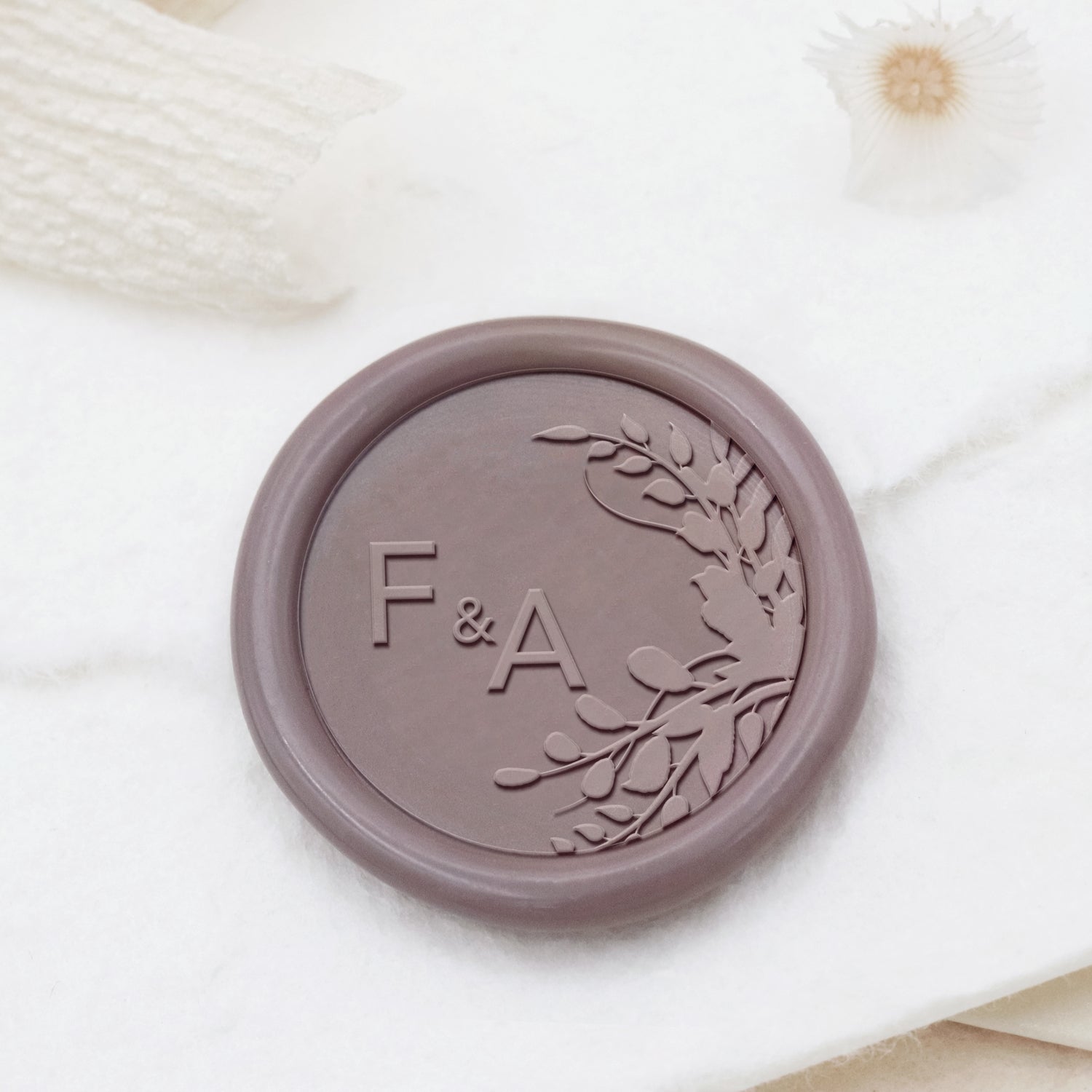 Custom Borderless Botanical Wedding Monogram Wax Seal Stamp - Style 25 1