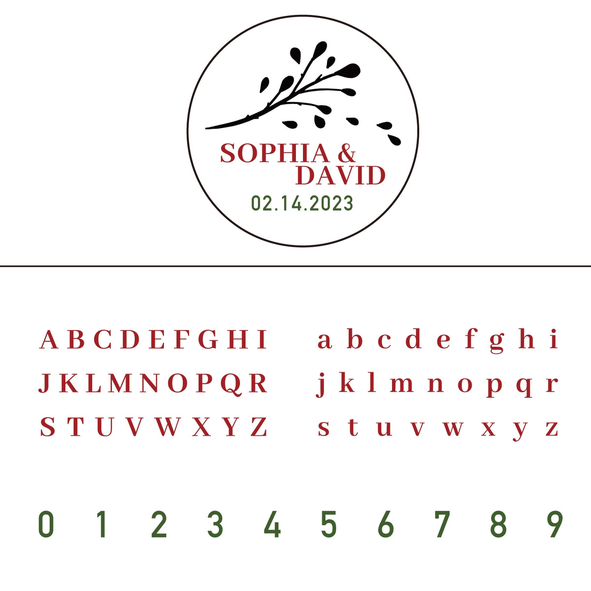 Custom Aglaia Odorata Wedding Name and Date Wax Seal Stamp 3