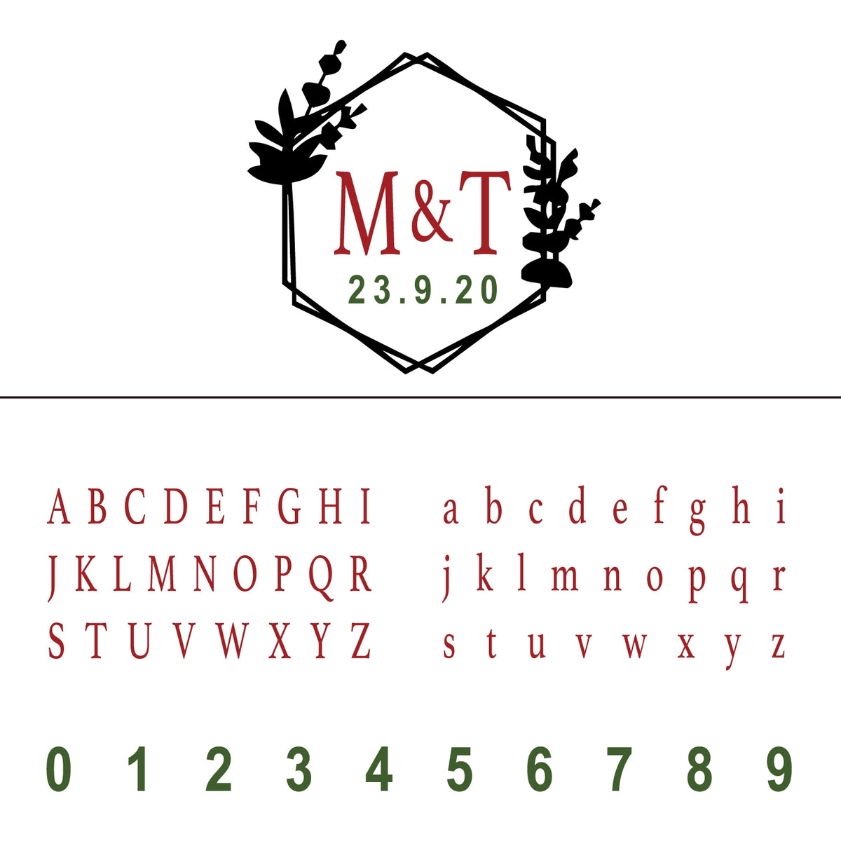 Personalisierter Botanischer Sechseckiger Rahmen Hochzeit Monogramm Siegelwachs Stempel 22