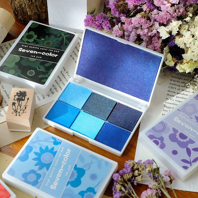 Perlglanz Sieben-Farben Boxed Stempelkissen Set b
