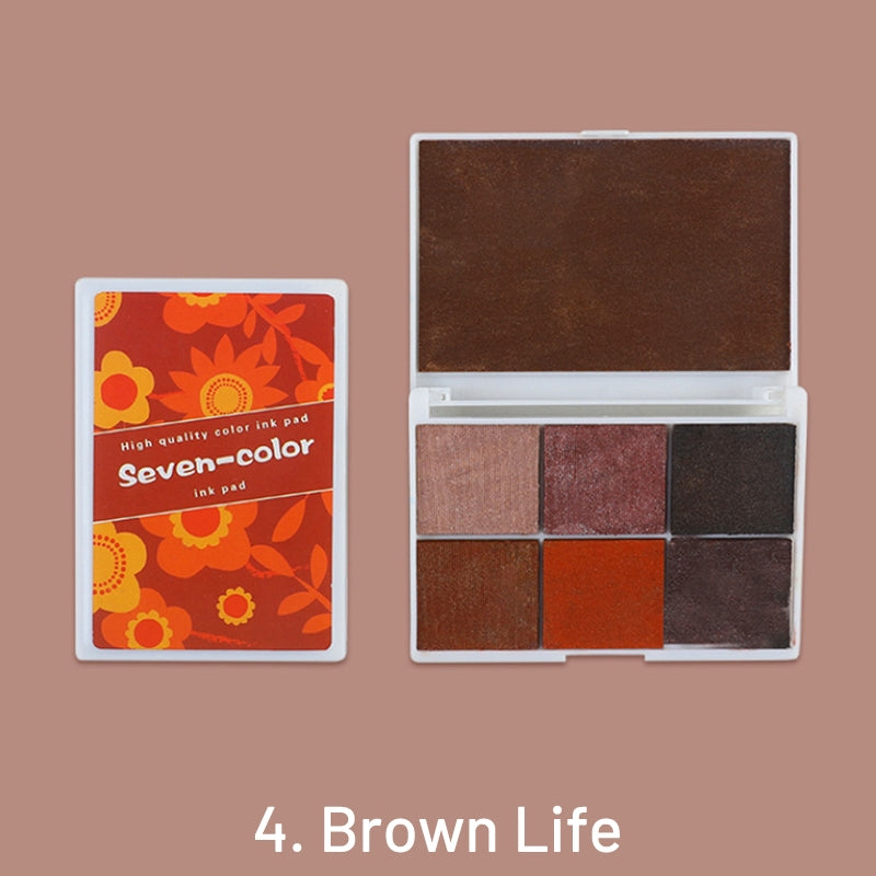 Perlglanz Sieben-Farben Boxed Stempelkissen Set sku-4