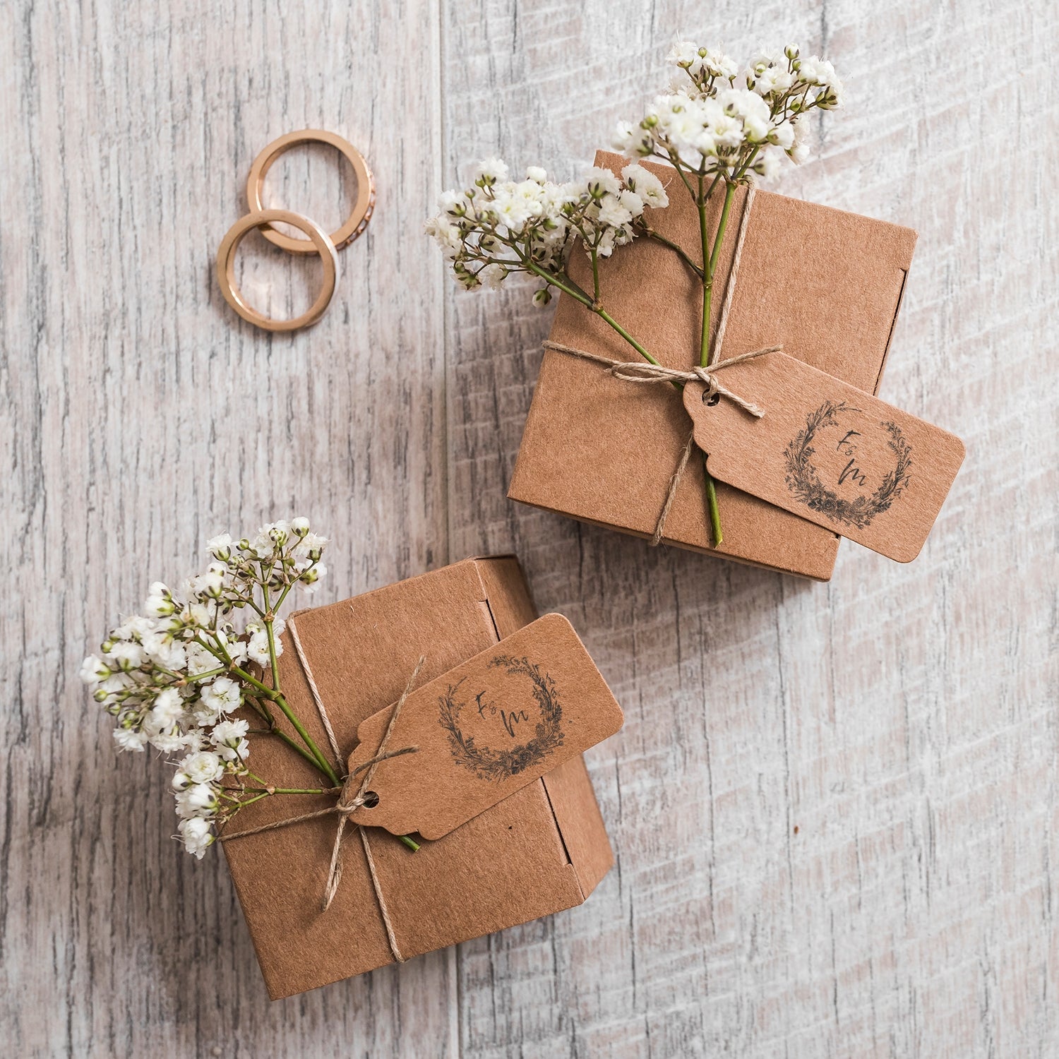 Tampon en Caoutchouc de Monogramme de Mariage Botanique Personnalisé - Style 11 wd2