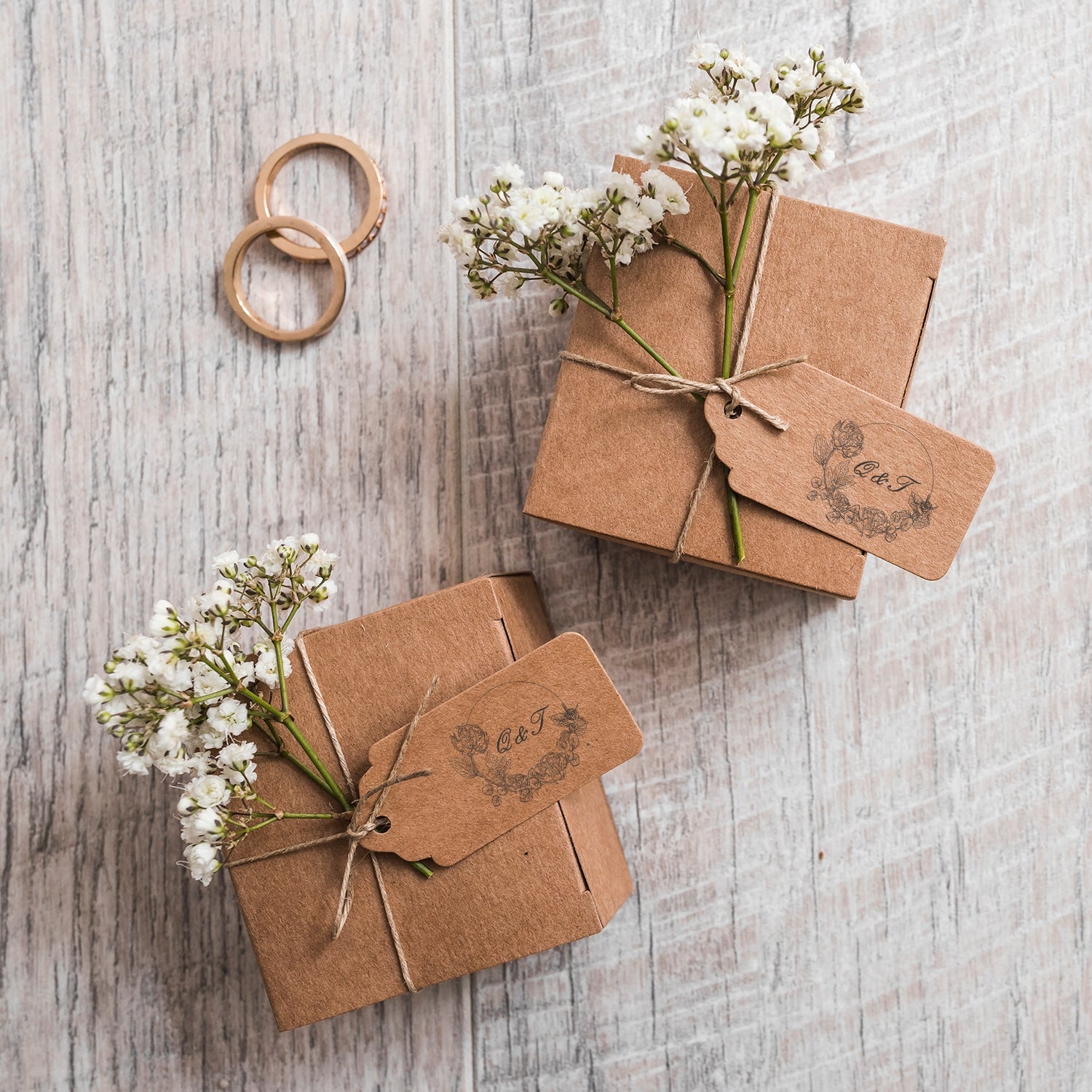 Personalisierter botanischer Hochzeits-Monogramm-Stempel - Stil 16 wd2