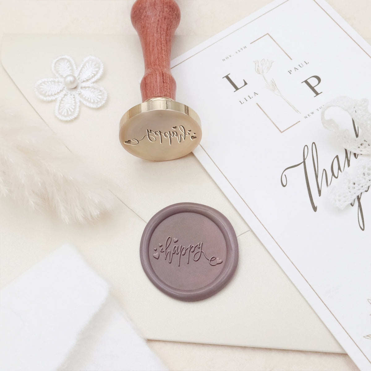 Wedding Invitation & Announcement Wax Seal Stamp - Style 6 6-3