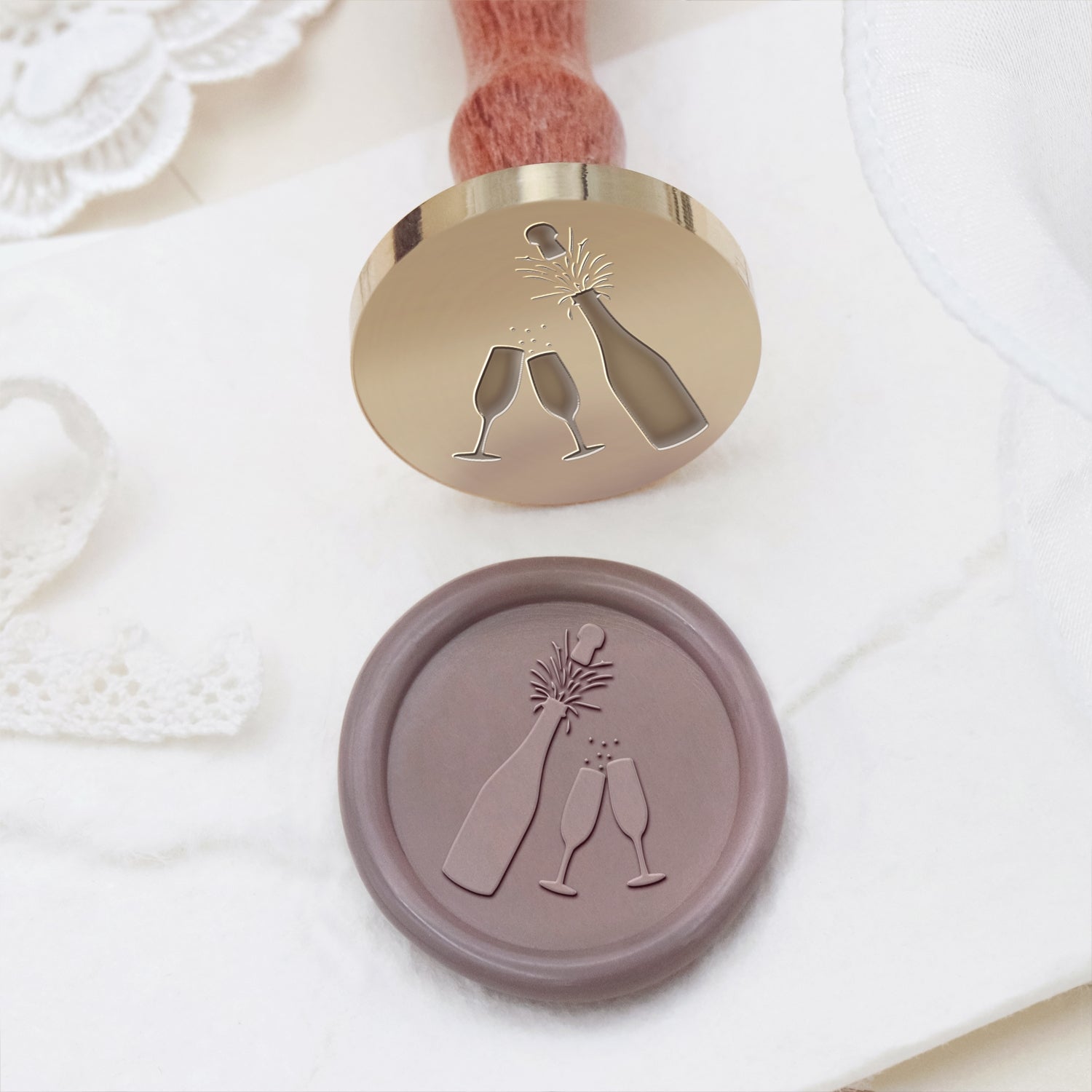 Hochzeitsfeier Champagner Wachssiegel Stempel 1