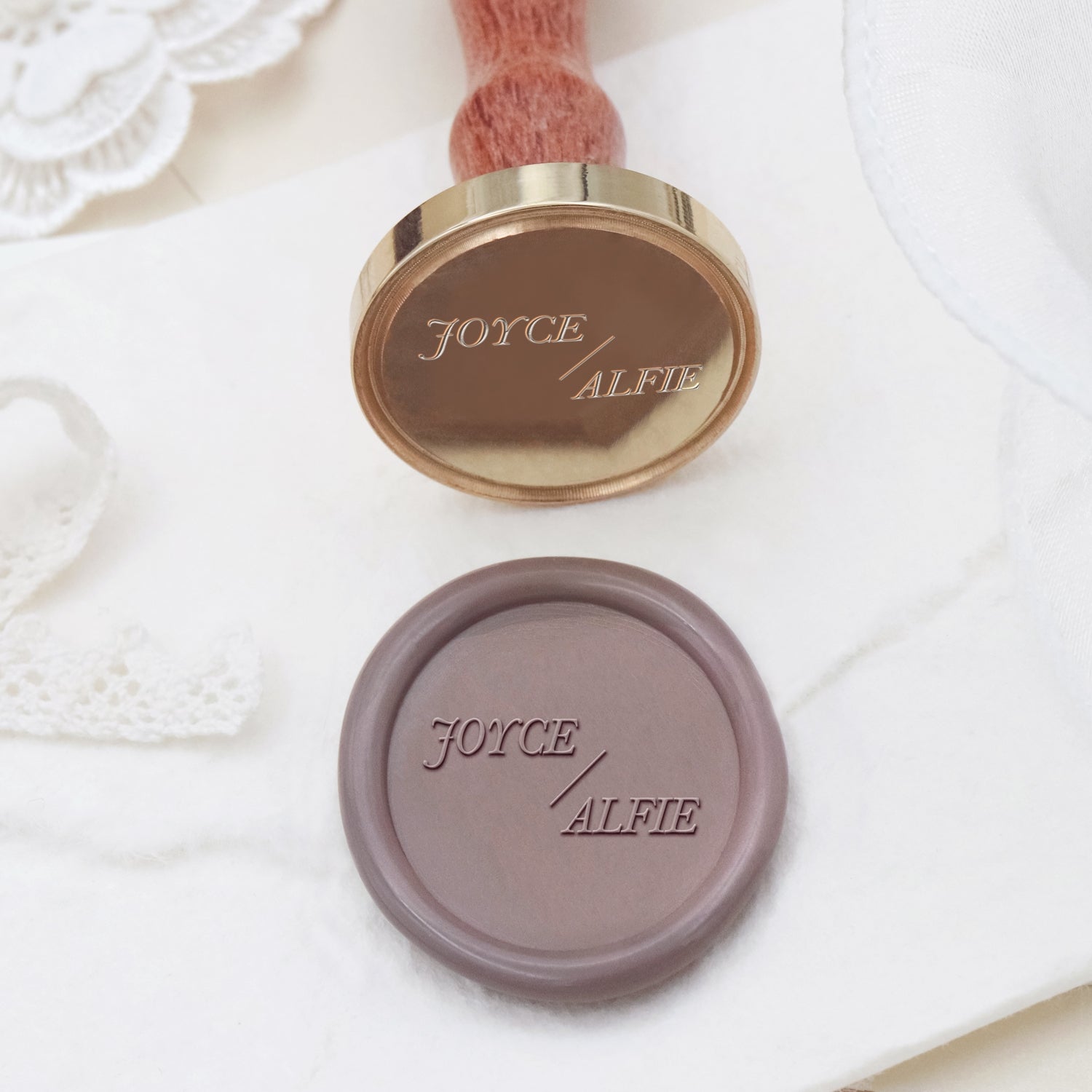 Tampon Encreur Sceau de Cire de Mariage Nom Minimaliste Personnalisé - Style 5 2