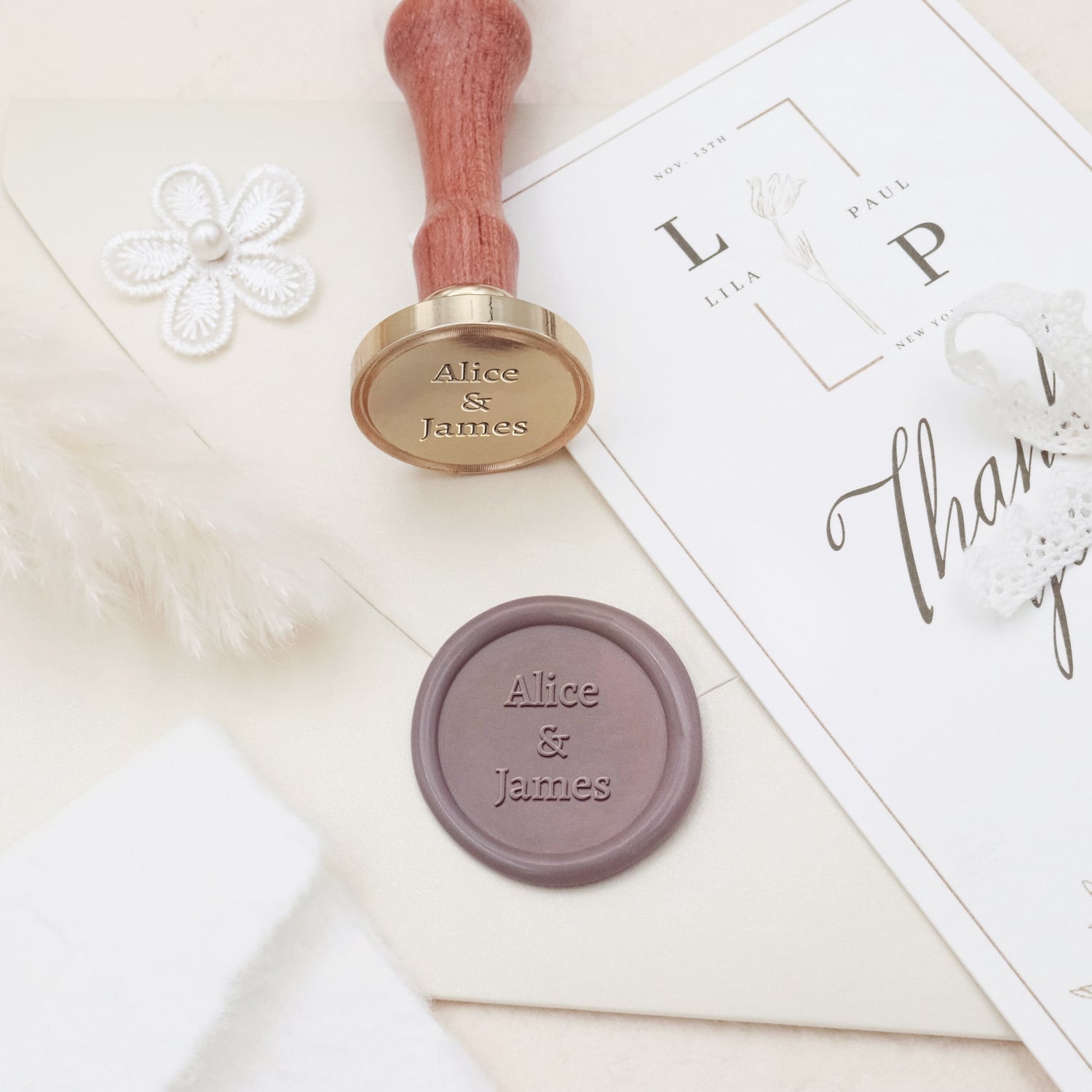 Custom Minimalist Name Wedding Wax Seal Stamp - Style 9 3