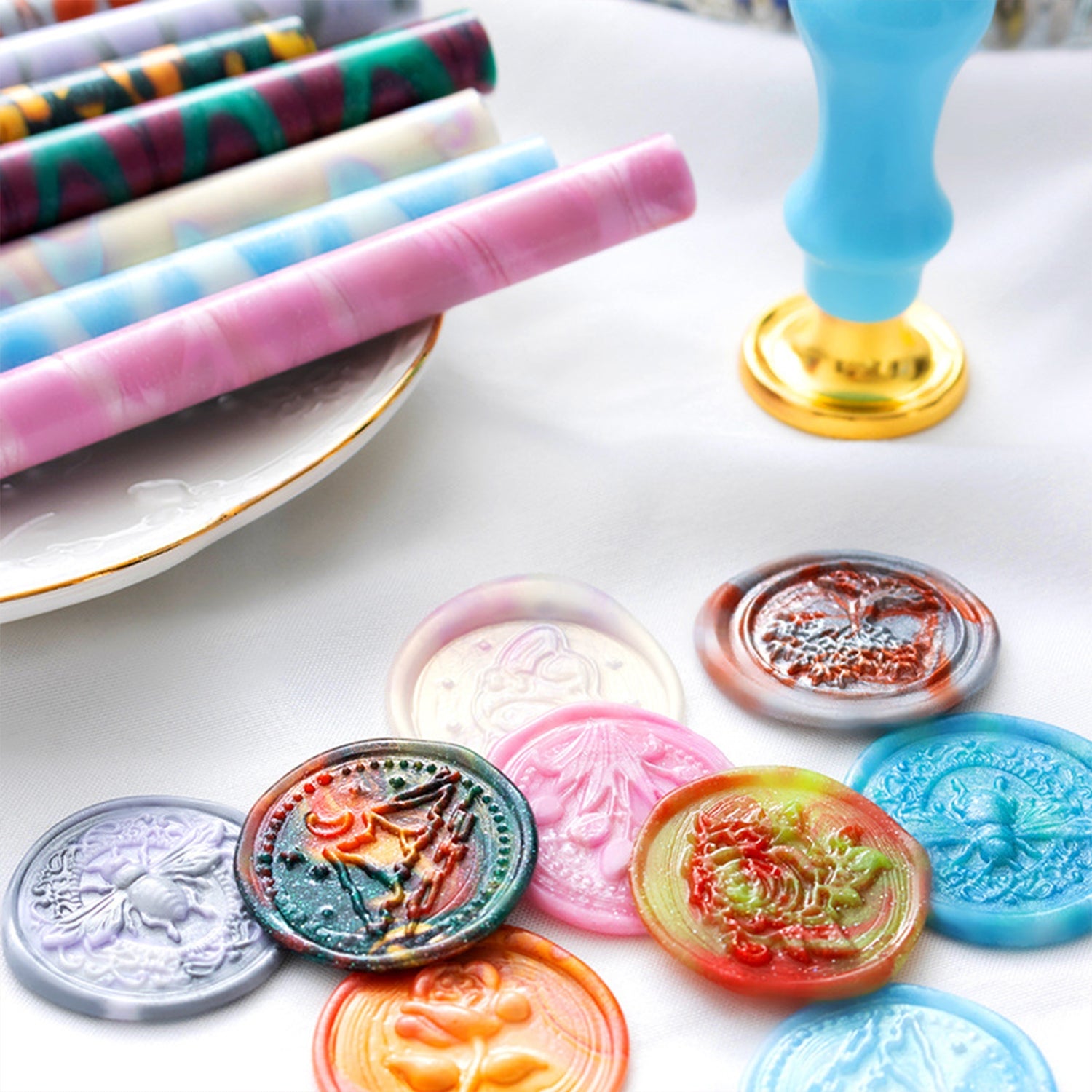 Vintage Lolipop Gemischte Farben Heißklebepistole Wachsstäbe1