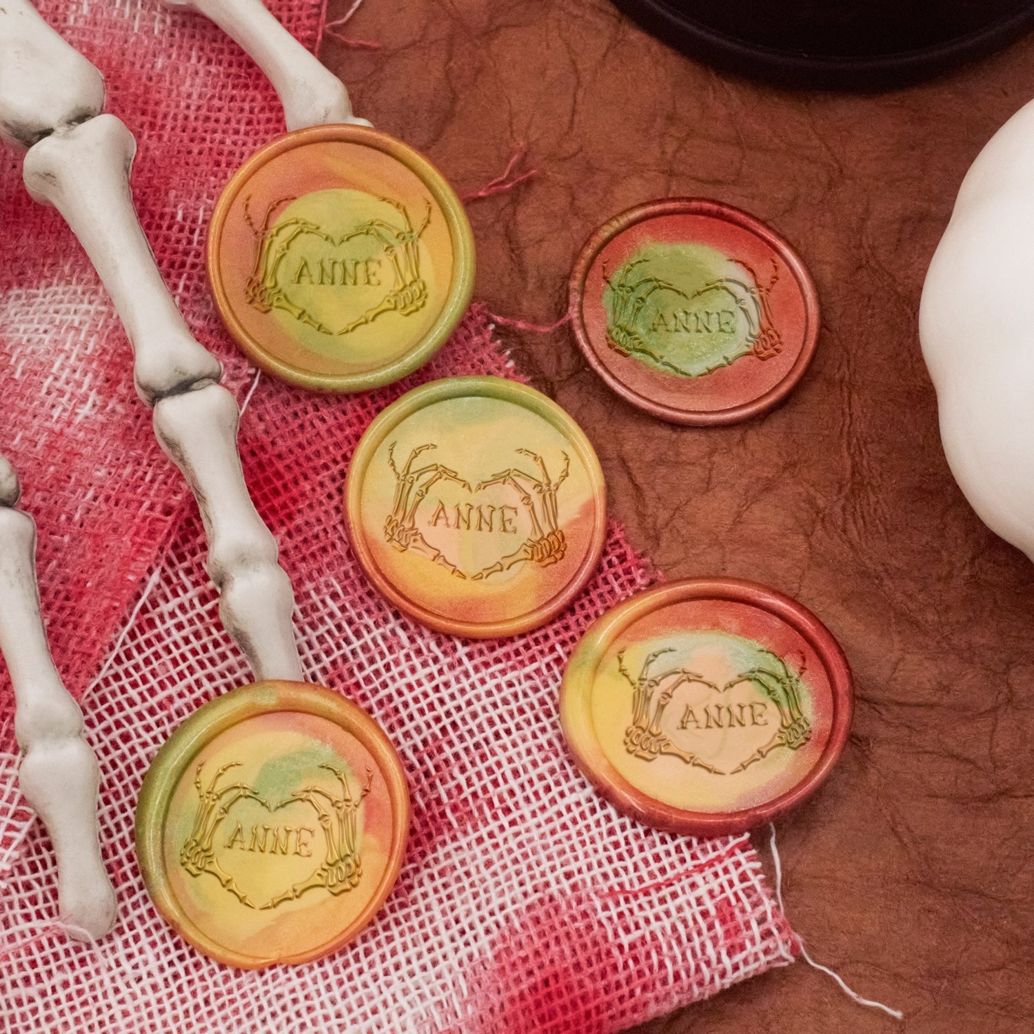 Personalisierter Totenkopf Liebe Halloween Name Siegelwachs Siegelstempel 3