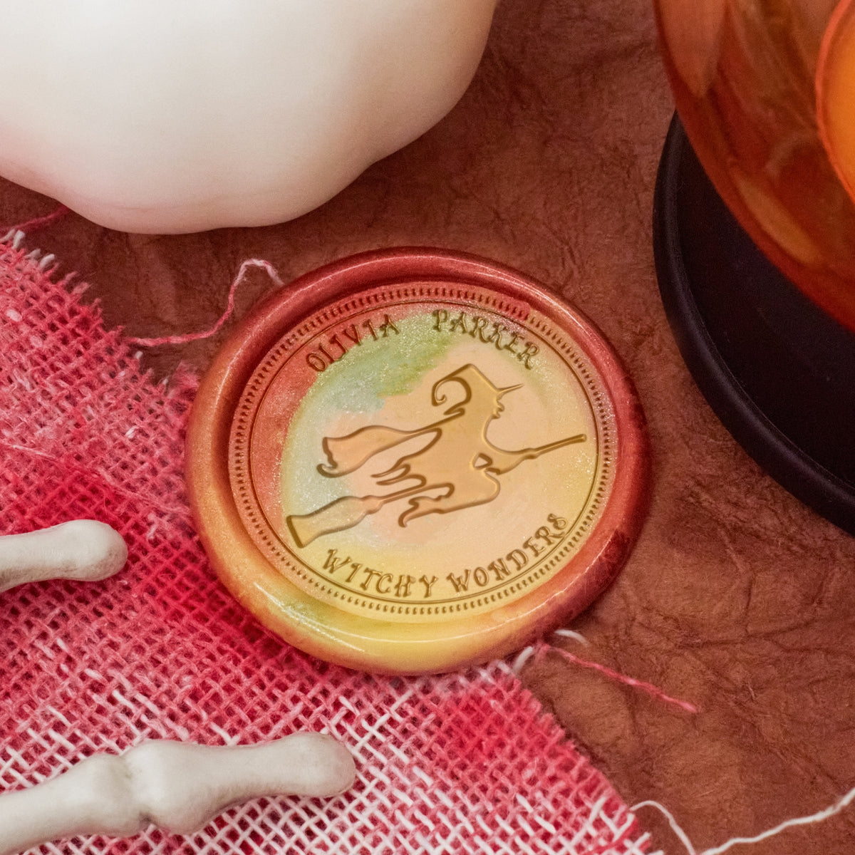 Custom Flying Witch Halloween Name Wax Seal Stamp 2
