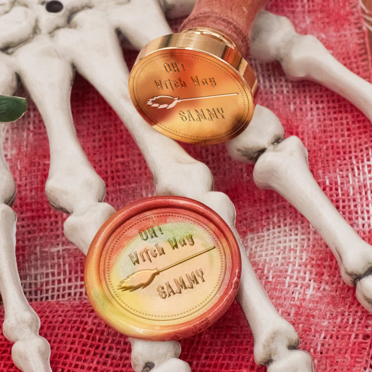 Personalisierter Besenstiel Halloween Name Siegelwachs Siegelstempel 5