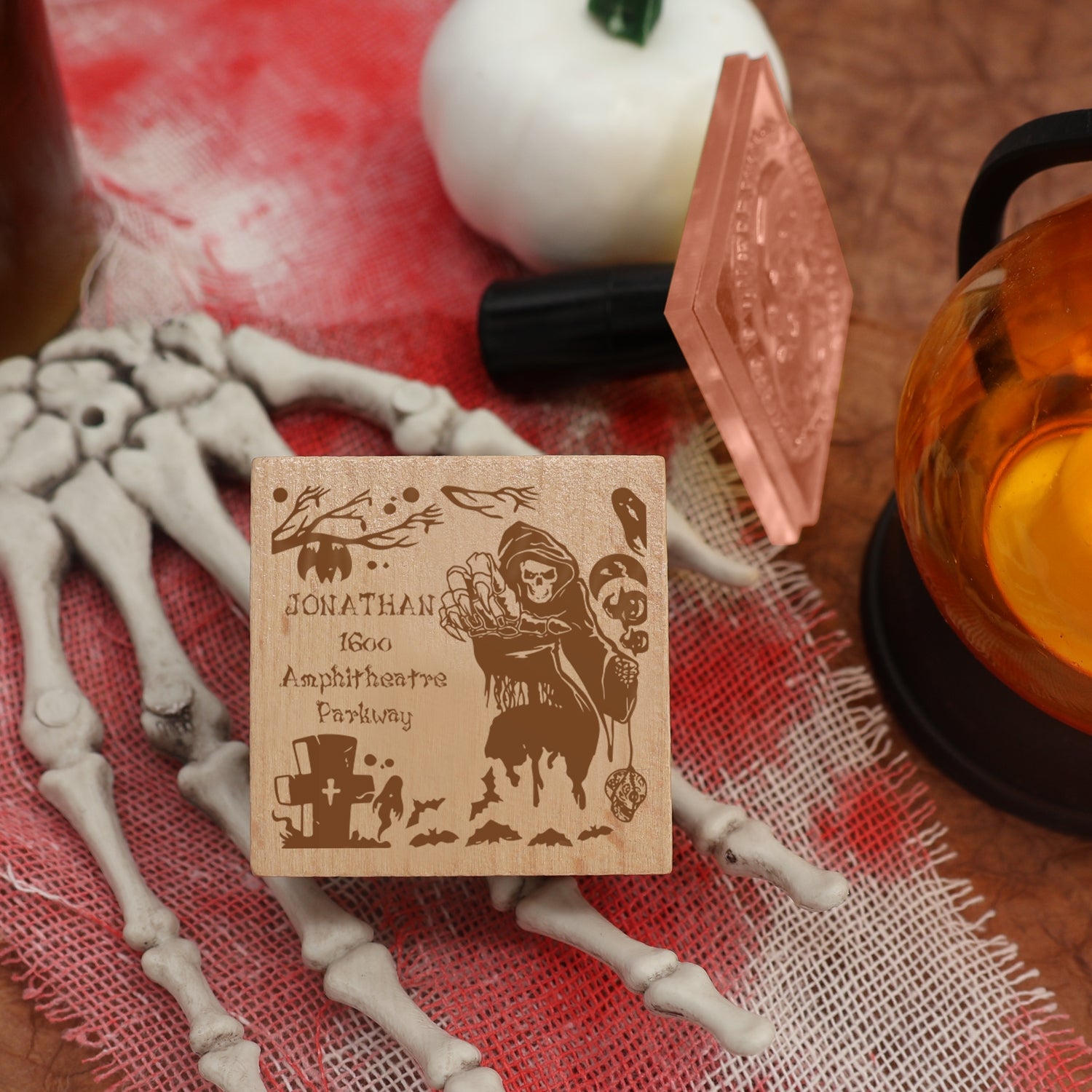 Custom Halloween Address Rubber Stamp 1