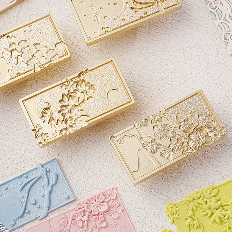 3D Relief Jahreszeiten Blumen Wachssiegel Stempel a