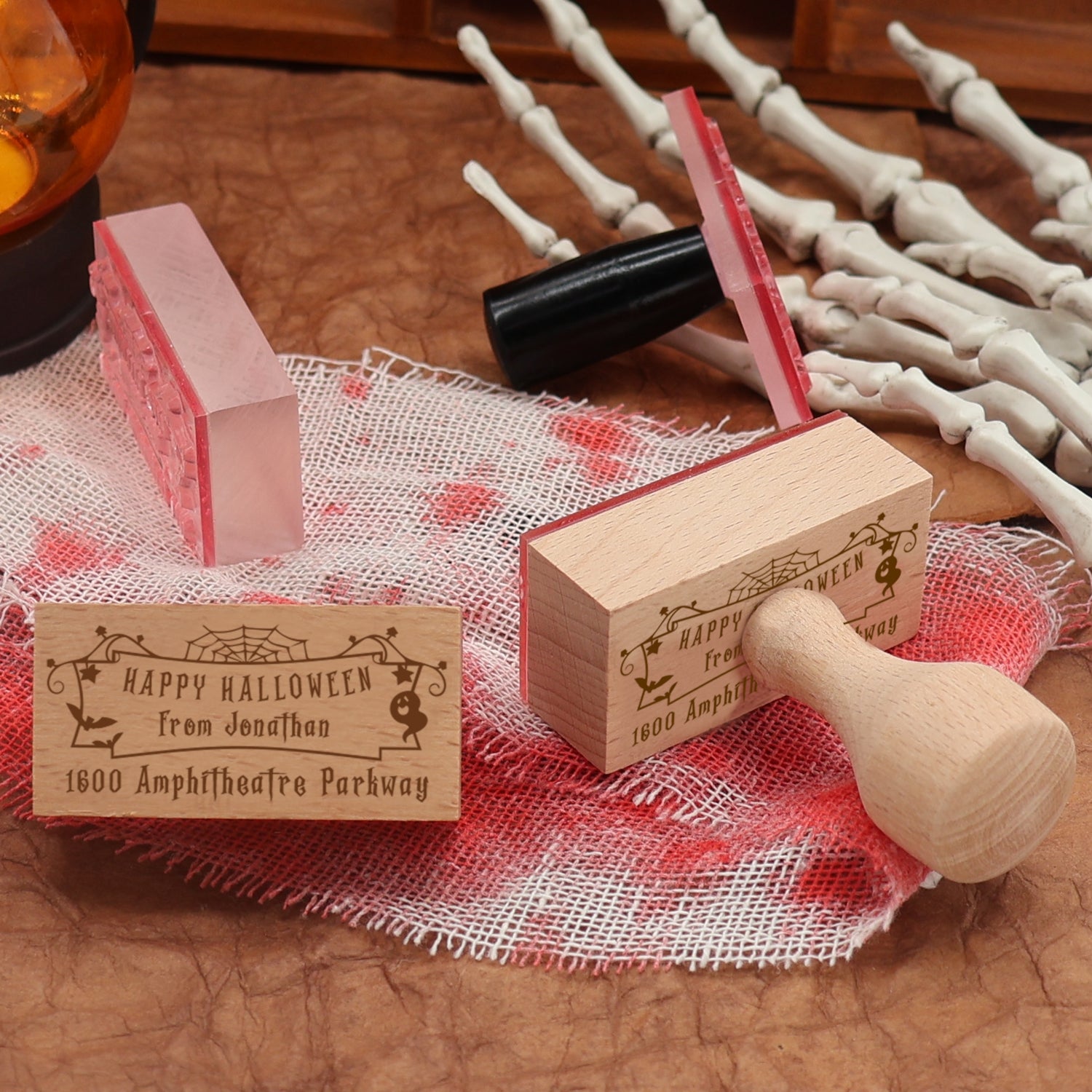 Custom Rectangular Holloween Address Return Rubber Stamp (27 Designs)3