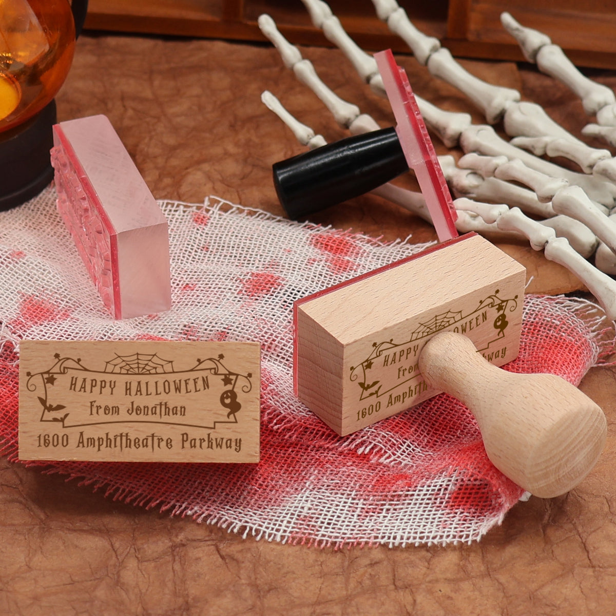 Custom Rectangular Holloween Address Return Rubber Stamp (27 Designs)3