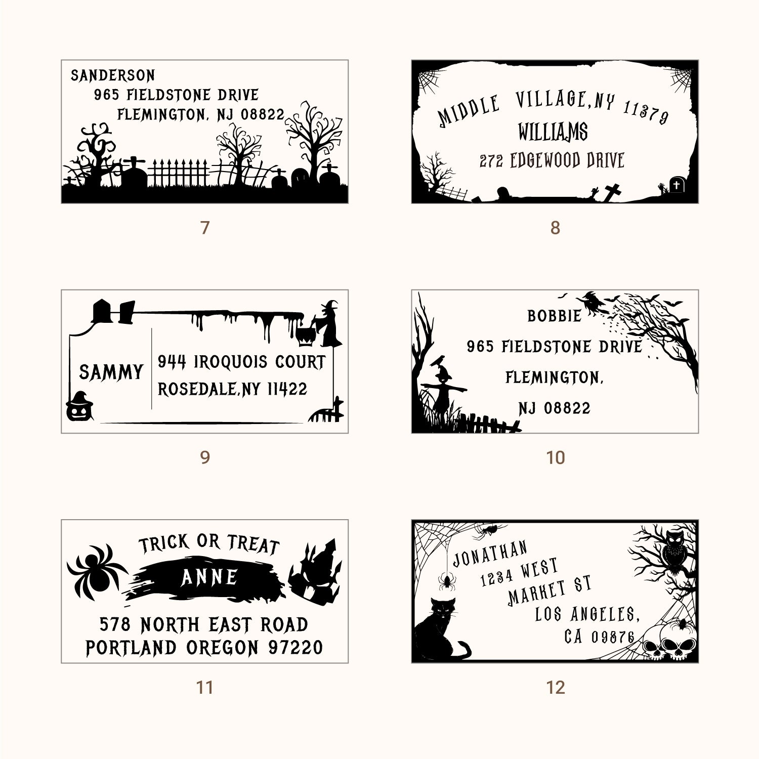 Custom Rectangular Holloween Address Return Rubber Stamp (27 Designs)-sku2