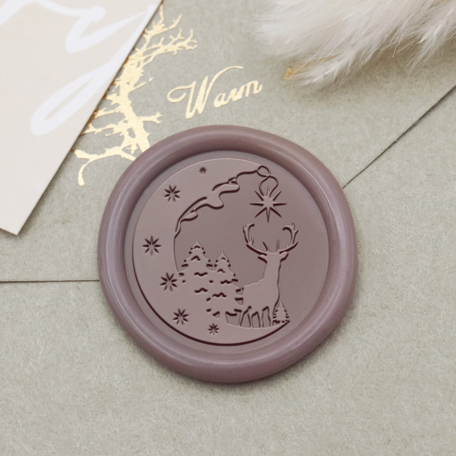 Unter dem Mondschein Hirsch Wachssiegel Stempel1