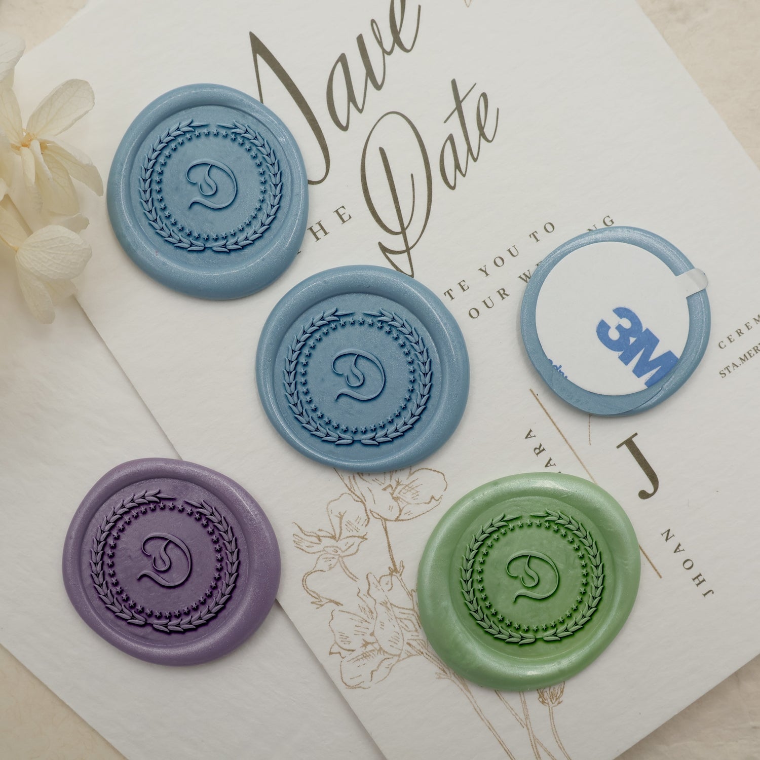 Enigmatic Whispers Custom Olive Leaf Initial Wax Seal Stamp 3