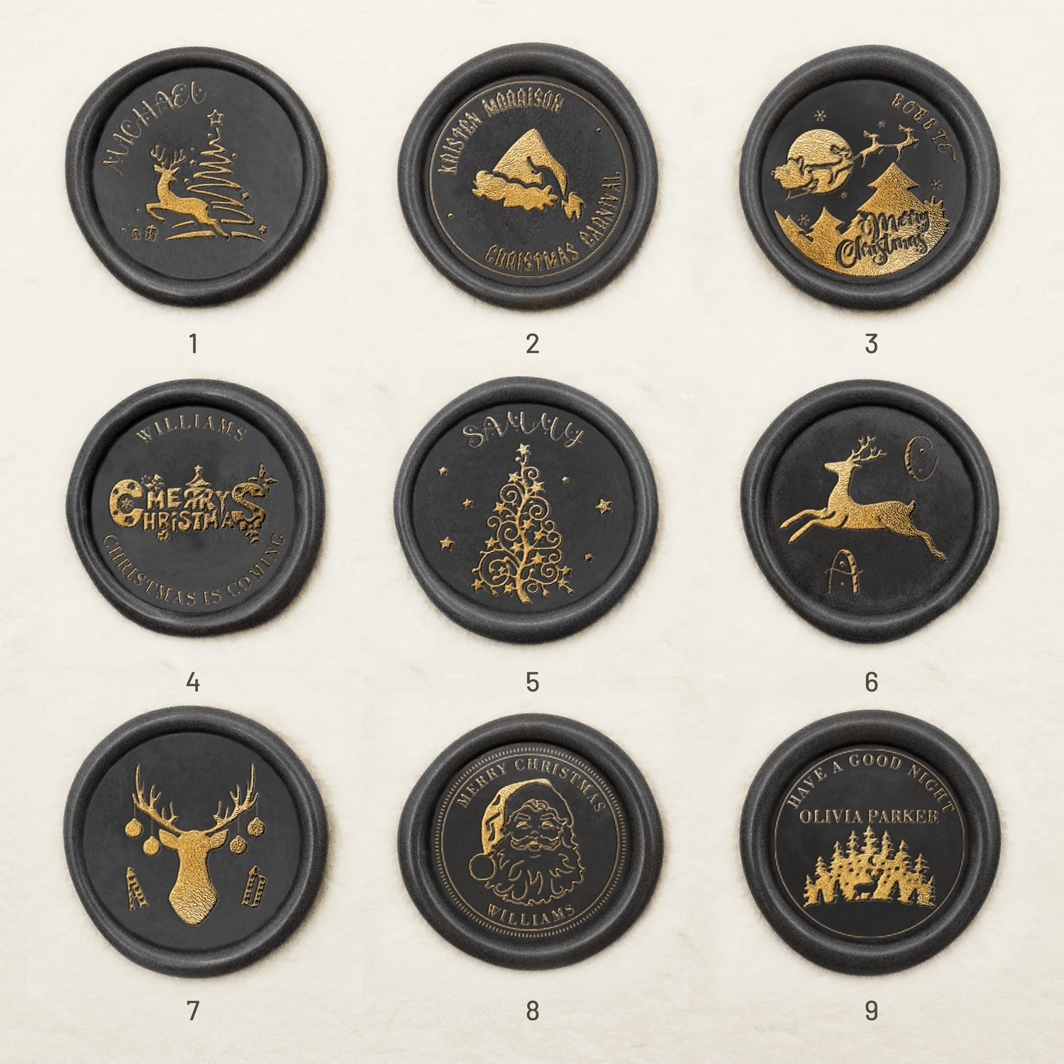 Personalisierter Weihnachts-Namen-Siegelwachs-Siegelstempel (27 Designs) Christmas-1