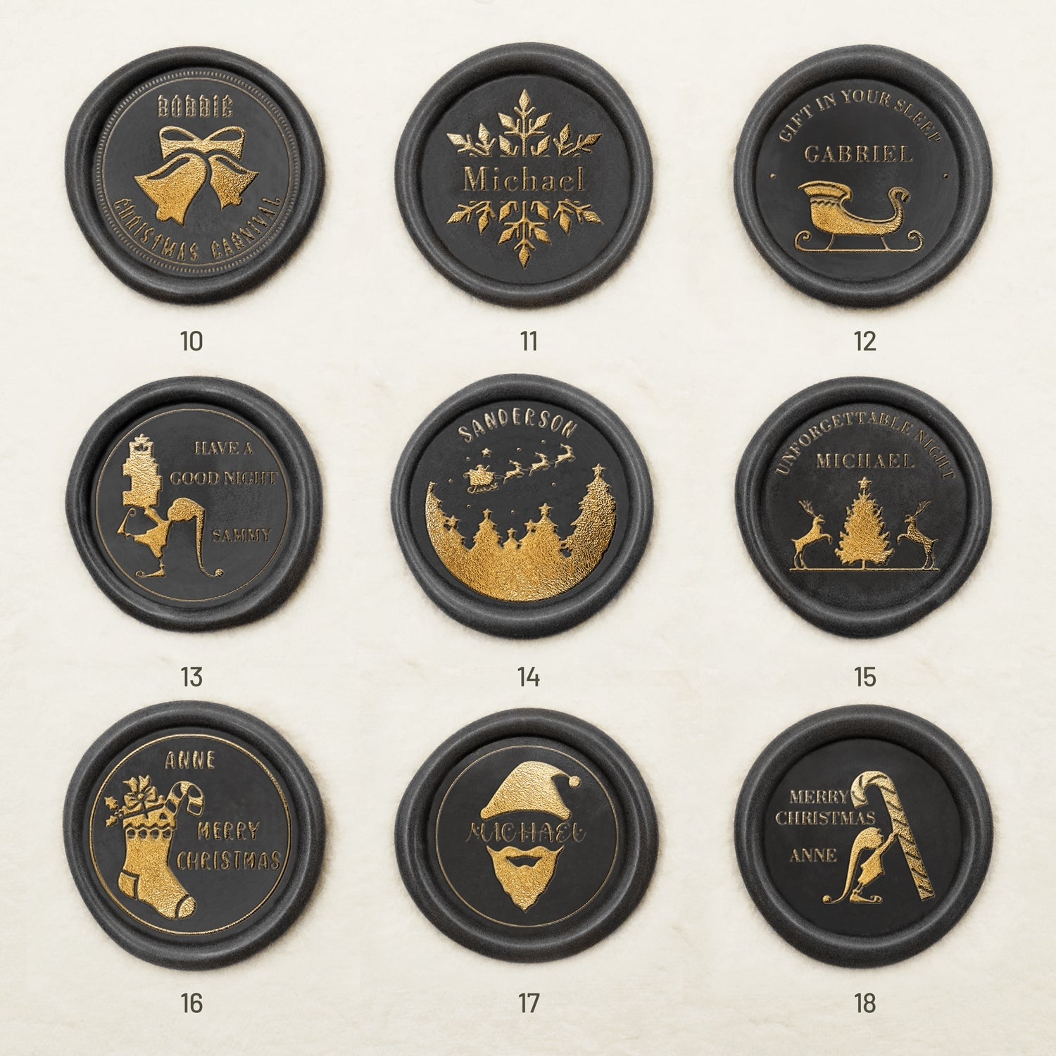 Personalisierter Weihnachtsname Siegelwachs Siegelstempel (27 Designs) Christmas-2