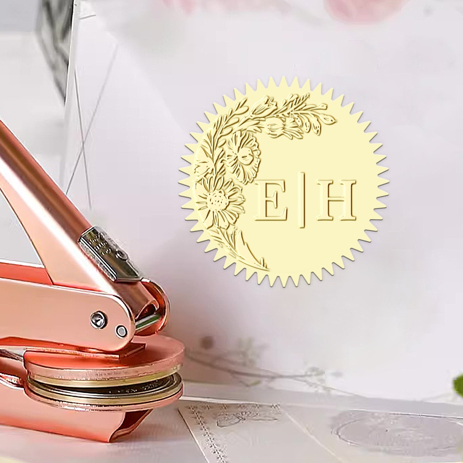 Custom Botanical Initials Wedding Monogram Embosser - Style 13 Custom Botanical Initials Wedding Monogram Embosser - Style 131131