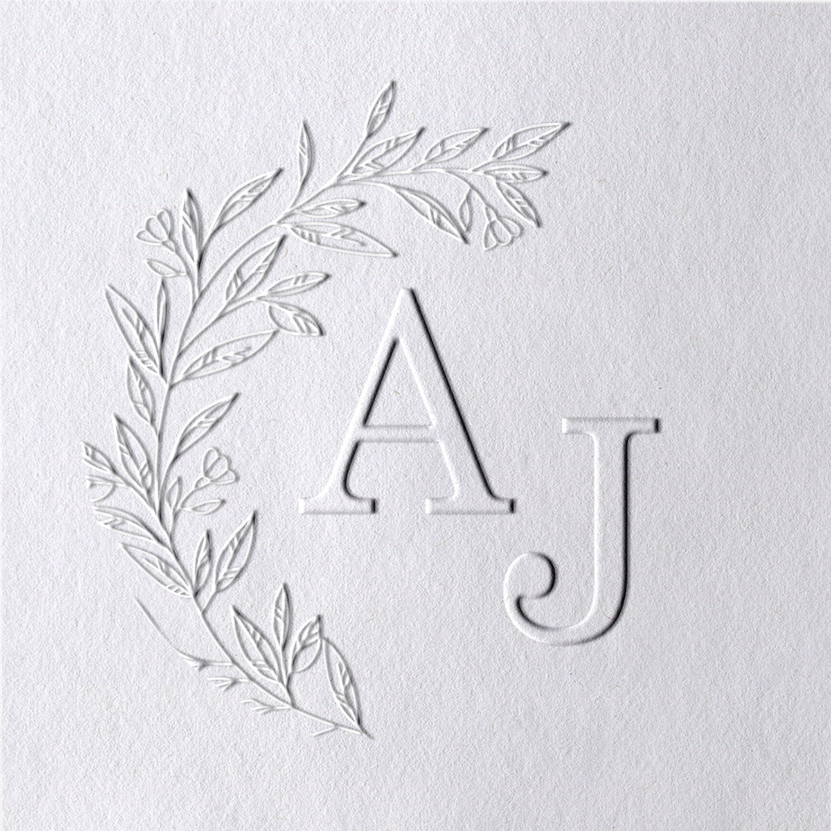 Chancela de Monograma de Casamento com Iniciais Botânicas Personalizadas - Estilo 2 Chancela de Monograma de Casamento com Iniciais Botânicas Personalizadas - Estilo 221